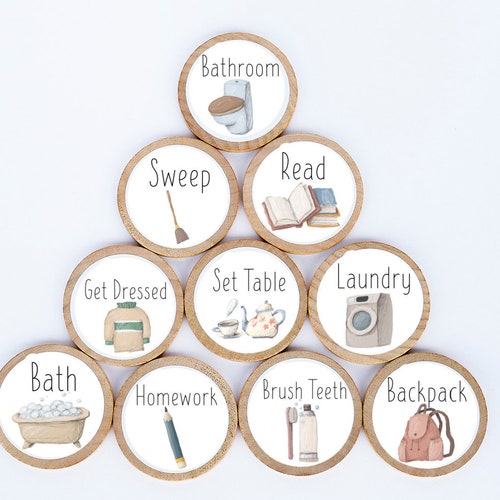 Thirty 30 Round Chore Magnets / 1.5 Inches / Wood Magnets / - Etsy