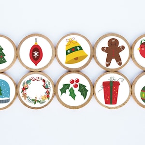 Christmas Magnet Set / Set of 10 / 2 3/8 x 1/4 Inches / Refrigerator Magnets / Montessori  / Holiday Magnet /  Teacher Gifts / Children