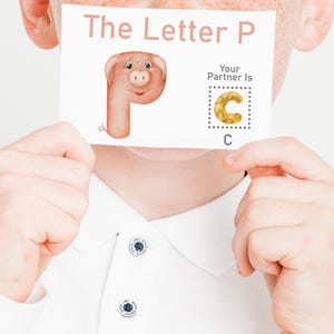 Cartes de jumelage d'élèves sur le thème de l'alphabet/4 x 6/20 paires/40 cartes/ Cartes de jumelage de partenaire/ Cartes de jumelage de partenaire/ PDF imprimable/ Cartes de partenaire de classe