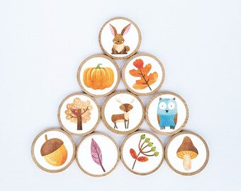 Thanksgiving Magnet Set / Set of 10 / 2 3/8 x 1/4 Inches / Refrigerator Magnets / Montessori  / Holiday Magnet /  Teacher Gift / Children