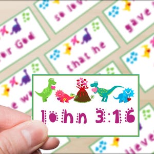 João 3:16 / Cartões de versículos bíblicos impressos digitalmente / 3,5 x 2 polegadas / Memorização de versículos bíblicos / Cartões de versículos bíblicos para impressão / Escrituras para crianças