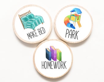 You Pick! Round Chore Magnets / 1.5 Inches / Wood Magnets / Chore Charts / Chores / Magnets / Chore Magnets / Children / Chore Chart