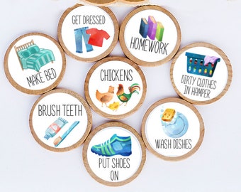 You Pick! Round Chore Magnets / 1.5 Inches / Wood Magnets / Chore Charts / Chores / Magnets / Chore Magnets / Children / Chore Chart