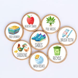 Personalized Chore Magnets: Round Wood, Kids' Responsibility Chart