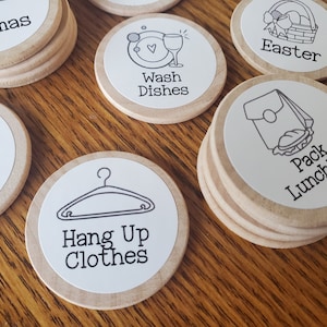 Round Wood Chore Magnets: 1.5" Family Chore Chart