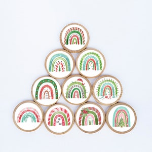 Christmas Magnet Set / Set of 10 / 2 3/8 x 1/4 Inches / Refrigerator Magnets / Montessori  / Holiday Magnet /  Teacher Gifts / Children