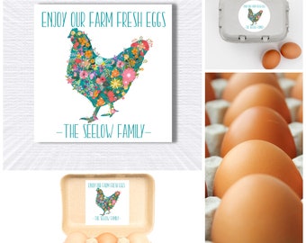 Personalized Chicken Egg Stickers/ Carton Labels/ Farm Egg Labels/ Chickens/ Hens/ Personalized Stickers/ Egg Crate Labels/ Farm Fresh Eggs