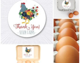 Personalized Chicken Egg Stickers/ Carton Labels/ Farm Egg Labels/ Chickens/ Hens/ Personalized Stickers/ Egg Crate Labels/ Farm Fresh Eggs