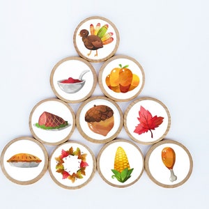 Thanksgiving Magnet Set / Set of 10 / 2 3/8 x 1/4 Inches / Refrigerator Magnets / Montessori  / Holiday Magnet /  Teacher Gift / Children