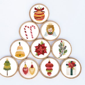 Christmas Magnet Set / Set of 10 / 2 3/8 x 1/4 Inches / Refrigerator Magnets / Montessori  / Holiday Magnet /  Teacher Gifts / Children