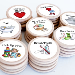 You Pick! Round Chore Magnets / 1.5 Inches / Wood Magnets / Chore Charts / Chores / Magnet / Chore Magnets / Children / Magnetic Chore Chart