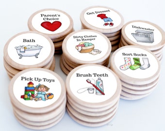 You Pick! Round Chore Magnets / 1.5 Inches / Wood Magnets / Chore Charts / Chores / Magnet / Chore Magnets / Children / Magnetic Chore Chart