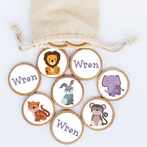 Personalized Cute Animal Wood Memory Game / Personalized Gift / Matching Game / Montessori Games / Waldorf / Matching Game / Travel Game