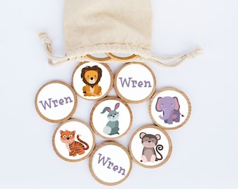 Personalized Cute Animal Wood Memory Game / Personalized Gift / Matching Game / Montessori Games / Waldorf / Matching Game / Travel Game