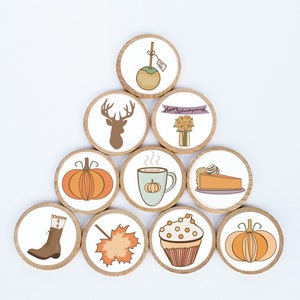 Thanksgiving Magnet Set / Set of 10 / 2 3/8 x 1/4 Inches / Refrigerator Magnets / Montessori  / Holiday Magnet /  Teacher Gift
