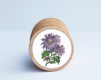Vintage Flower Magnet Set: Wooden Refrigerator Magnets (Set of 10)