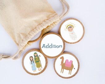 Personalized Nativity Christmas Wood Matching Game / Personalized Gift / Memory Game / Montessori Games / Stocking Stuffers / Christmas