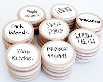 You Pick! Custom Round Chore Magnets / 1-1/2" x 1/8"/ Wood Magnets / Chore Charts / Chores / Magnet / Chore Magnet / Children / Chore Chart