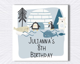 Personalized Arctic Animal Stickers/ Birthday Favor Labels /Label/ Party Favors/ Birthday/ Custom Stickers/ Envelope Stickers/ Thank You Tag