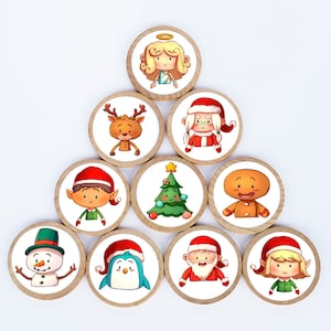 Christmas Magnet Set / Set of 10 / 2 3/8 x 1/4 Inches / Refrigerator Magnets / Montessori  / Holiday Magnet /  Teacher Gifts / Children