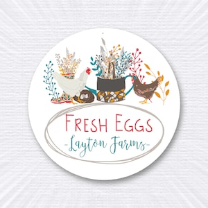 Personalized Chicken Egg Stickers/ Carton Labels/ Farm Egg Labels/ Chickens/ Hens/ Personalized Stickers/ Egg Crate Labels/ Farm Fresh Eggs