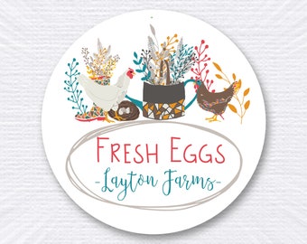 Personalized Chicken Egg Stickers/ Carton Labels/ Farm Egg Labels/ Chickens/ Hens/ Personalized Stickers/ Egg Crate Labels/ Farm Fresh Eggs