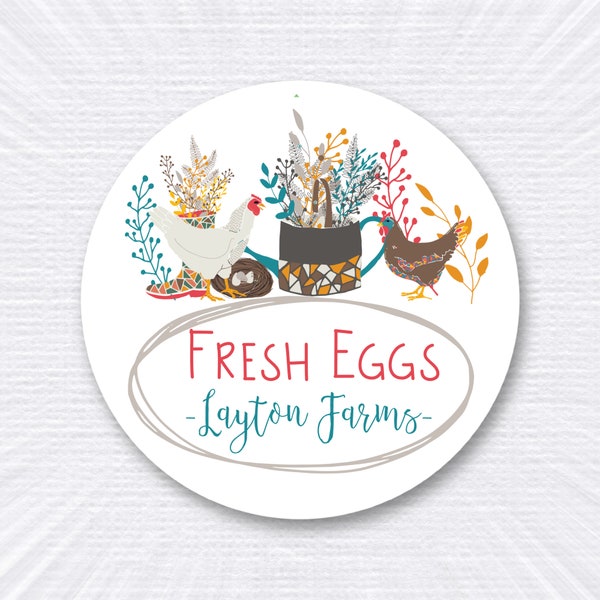 Personalized Chicken Egg Stickers/ Carton Labels/ Farm Egg Labels/ Chickens/ Hens/ Personalized Stickers/ Egg Crate Labels/ Farm Fresh Eggs