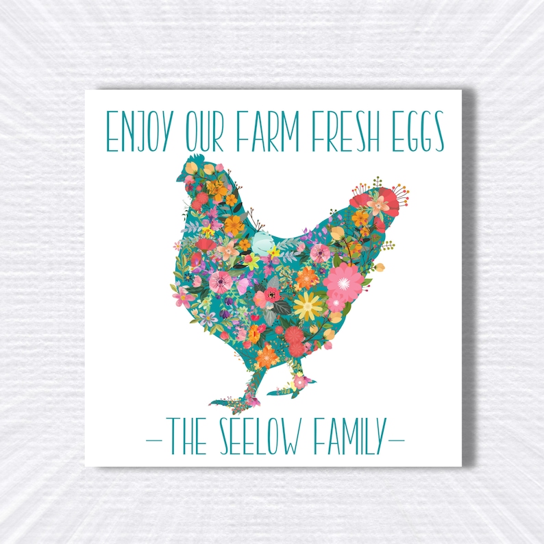 Personalized Chicken Egg Stickers/ Carton Labels/ Farm Egg Labels/ Chickens/ Hens/ Personalized Stickers/ Egg Crate Labels/ Farm Fresh Eggs image 1