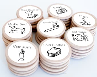 Round Wood Chore Magnets: 1.5 Inch, Custom Family Chores