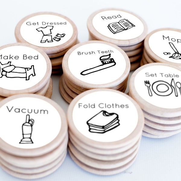 Round Wood Chore Magnets: 1.5 Inch, Custom Family Chores