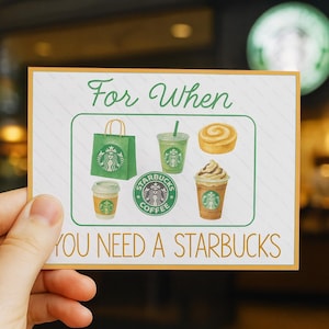 Geschenkkartenhalter zum Ausdrucken: Starbucks Design (Digitaler Download) 15x10cm