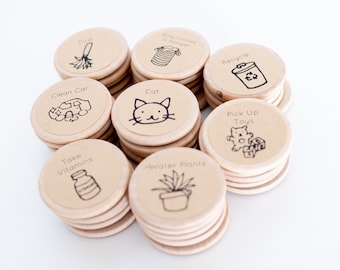 Round Wood Chore Magnets: 1.5" Family Chore Chart