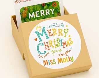 Personalized Christmas Gift Card Box: Kraft Holiday Label