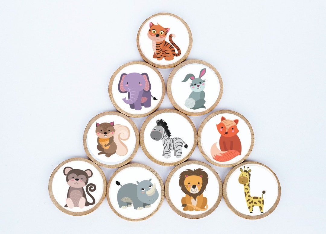 Cute Animal Set / Set of 10 / 2 3/8 X 1/4 Inches / Refrigerator