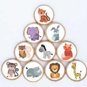 Cute Animal Magnet Set / Set of 10 / 2 3/8 x 1/4 Inches / Refrigerator Magnets / Montessori  /  Teacher Gift / Children / Animal Magnets