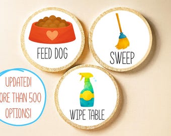 Wooden Chore Magnets | Kids' Responsibility Chart