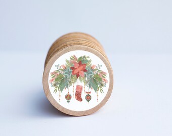 Christmas Wooden Magnet Set: Holiday Montessori Magnets