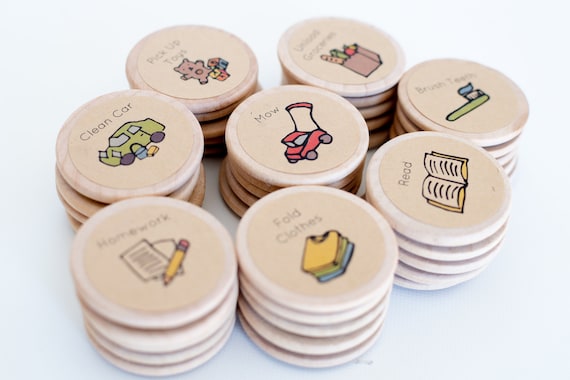 Round Wood Chore Magnets: Family Chore Chart (1.5 Inches)