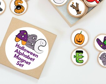 Aimants de l’alphabet d’Halloween / Aimants de réfrigérateur / Aimants éducatifs / Cadeaux pour enfants / Cadeaux d’enseignant / Aimants d’animaux / Aimants d’école