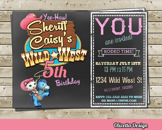 Sheriff Callie Invitation for Birthday Party Cowboy Wild West- Digital File - Chalkboard Style Il_570xn