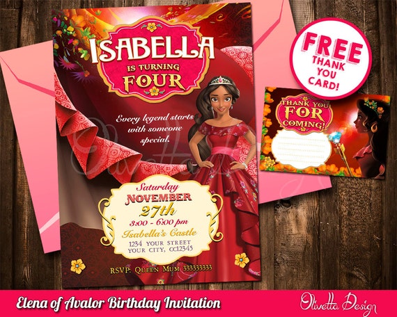 Princess Elena of Avalor Invitation, Elena Invitation, Printable Elena of Avalor Invitation, Digital File, Birthday Party - Customized Il_570xn