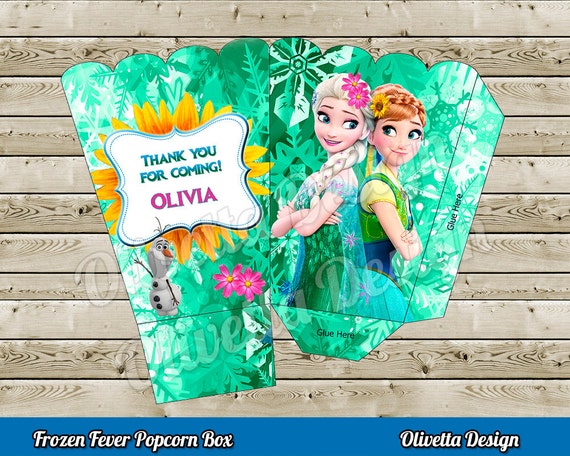 Frozen Fever Movie Popcorn Box - with Custom Name Disney Frozen Movie Birthday Party Il_570xn