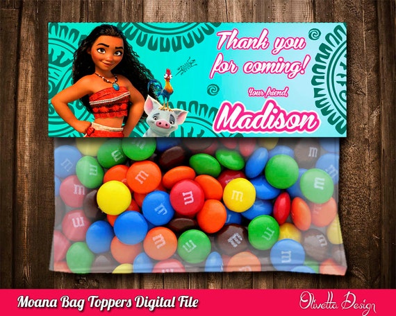 Moana Favor Bag Toppers BIRTHDAY party Printable, Moana, Vaiana Favor, Princess Moana, Vaiana - Personalized - Digital File Il_570xn