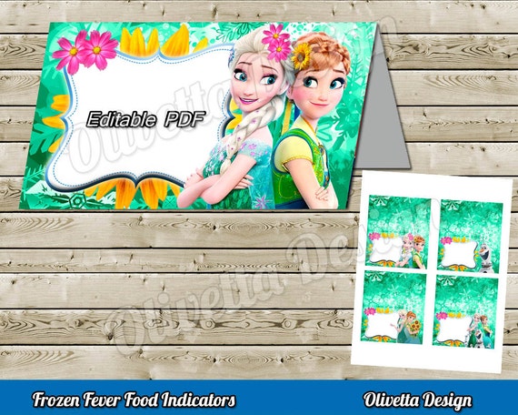 Frozen Fever EDITABLE Food Tent Food Label BIRTHDAY party Printable Instant Download - 4 Models Included! Il_570xn
