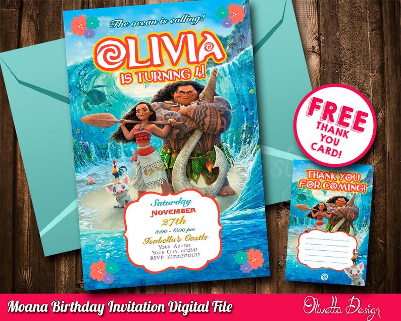 Moana Invitation Vaiana Invitation Printable Moana | Etsy