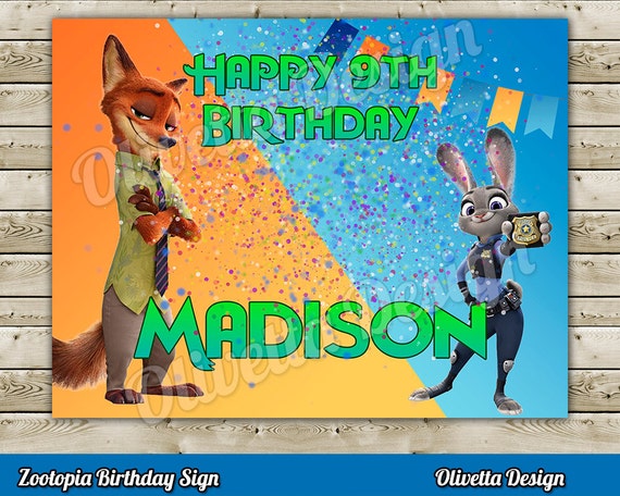 Zootopia Poster Partei Alles Gute Zum Geburtstag Drucken Etsy