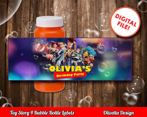 Toy Story 4 Bubbles Bottle Labels with name - Customized - Digital File - Toy Story 4 Printable, Birthday Favor DIY Il_570xn