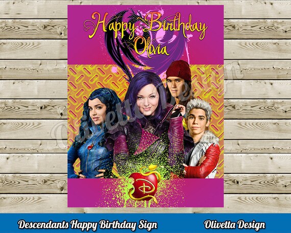 Disney Descendants Birthday Sign Customized Door Sign Disney