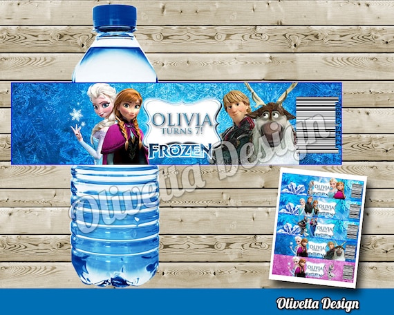 Disney Frozen BIRTHDAY party Printable - Bottle Labels with name and age - 5 Models Included! - Customized file - Digital File Il_570xn