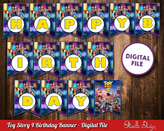 Toy Story 4 Happy Birthday Banner - Instant Download - DIY, Digital Il_570xn